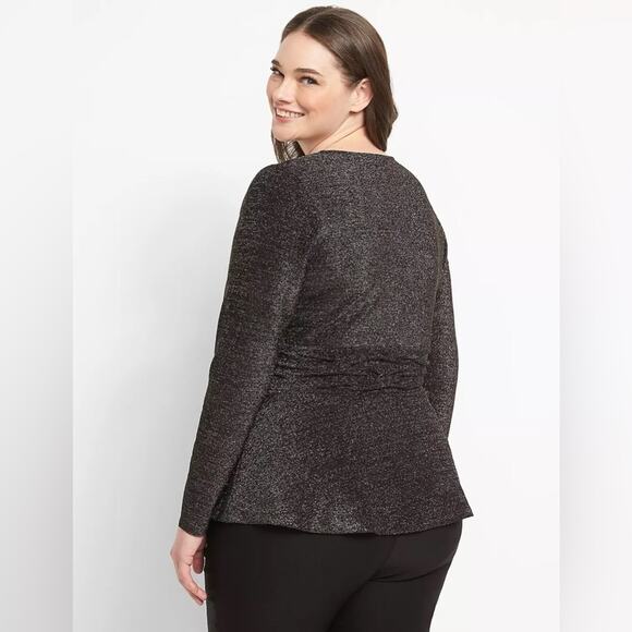 NWT Lane Bryant Twist-Front Shimmer Peplum Top Plus Sz 18/20 Cocktail Glam Bling - Picture 4 of 13
